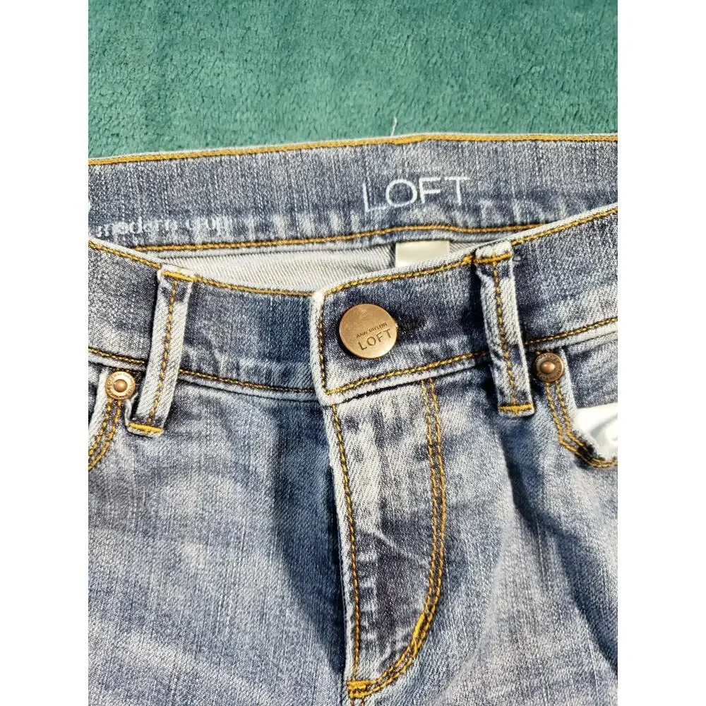 Loft Jeans Size 2 Petite Women Blue Pants Denim Stretch Mid Rise Modern Cropped